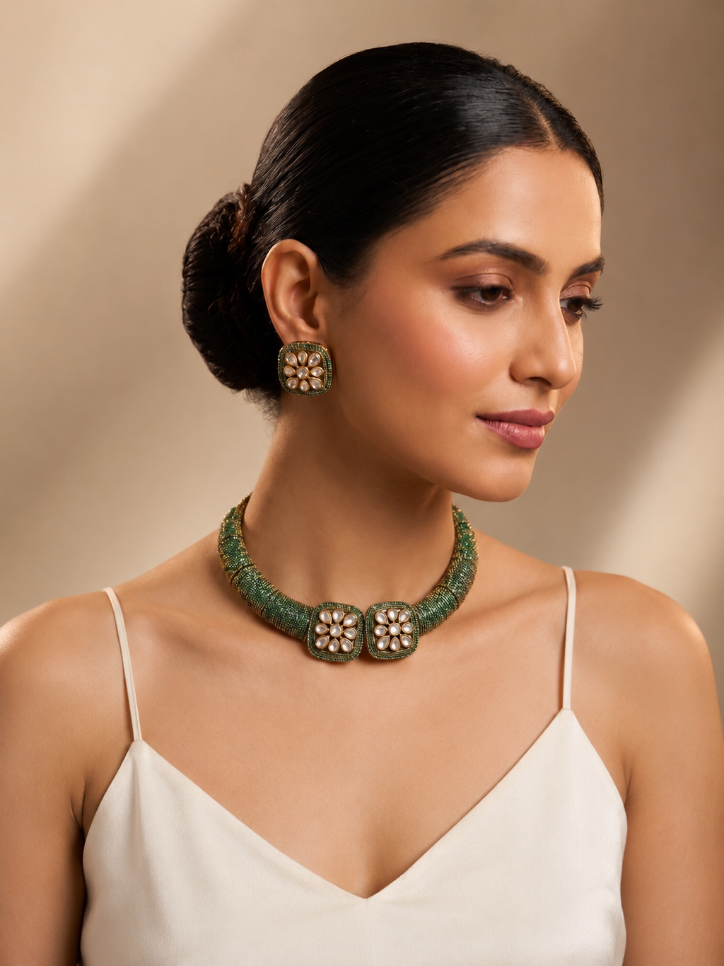 The Emerald Polki Hasli Set