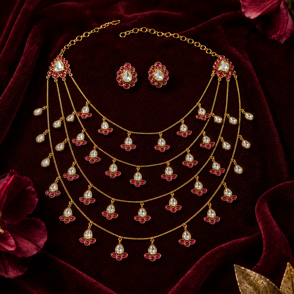 The Polki Tiered Layer Necklace Set