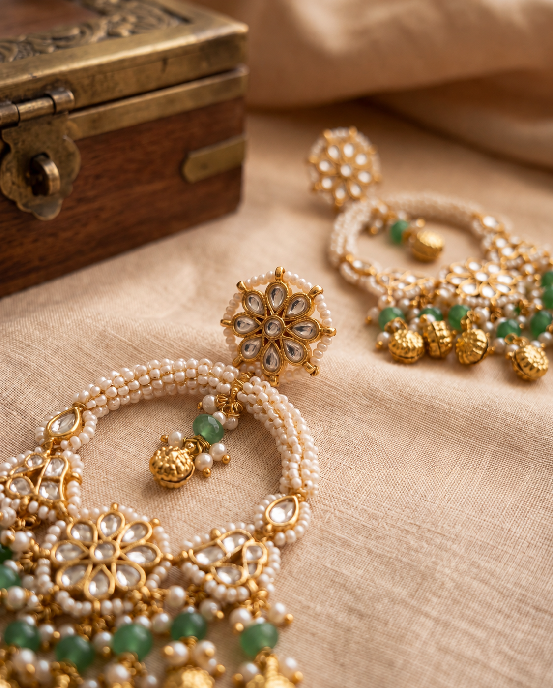 The Polki Pachi Kundan Earrings