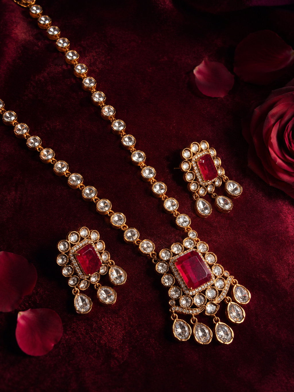 The Polki Ruby Necklace Set
