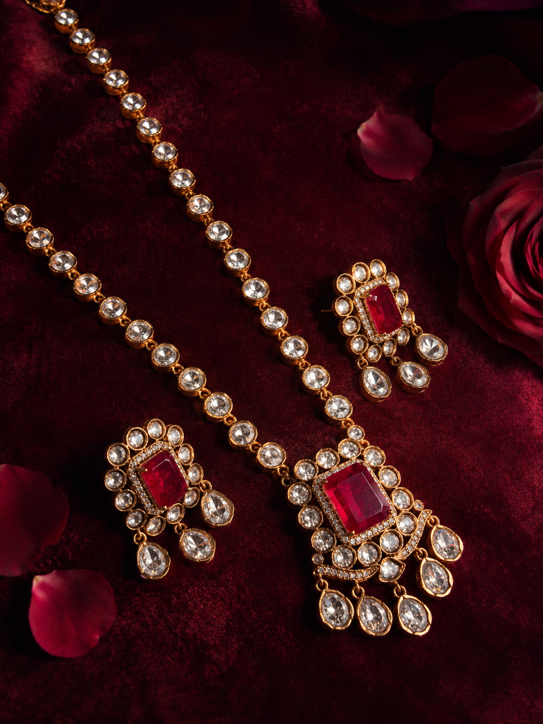 The Polki Ruby Necklace Set