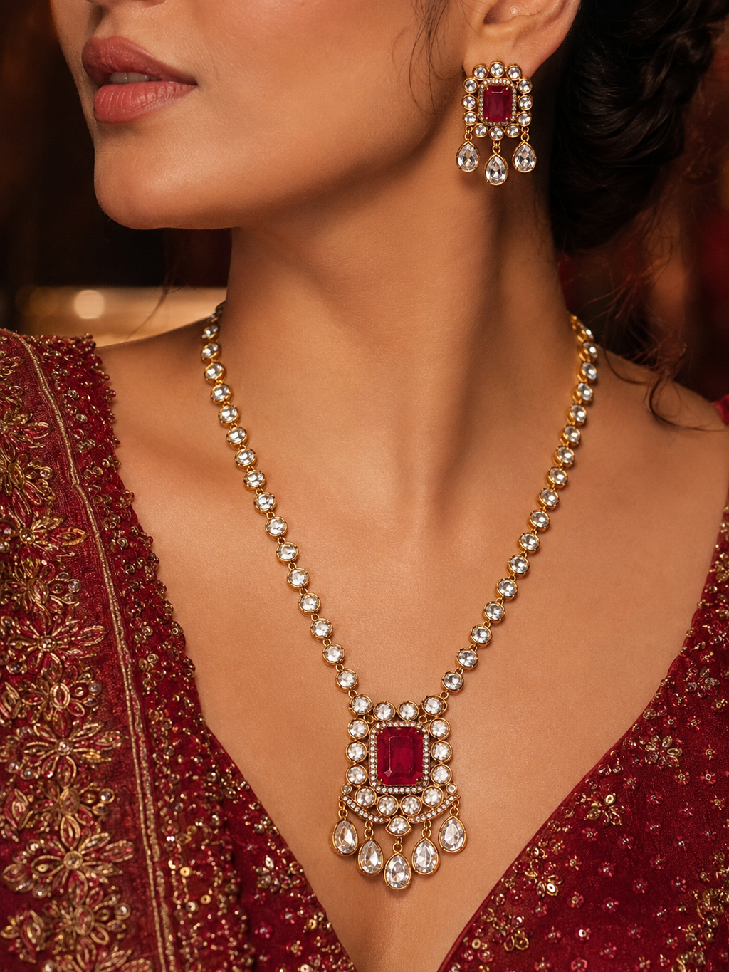 The Polki Ruby Necklace Set