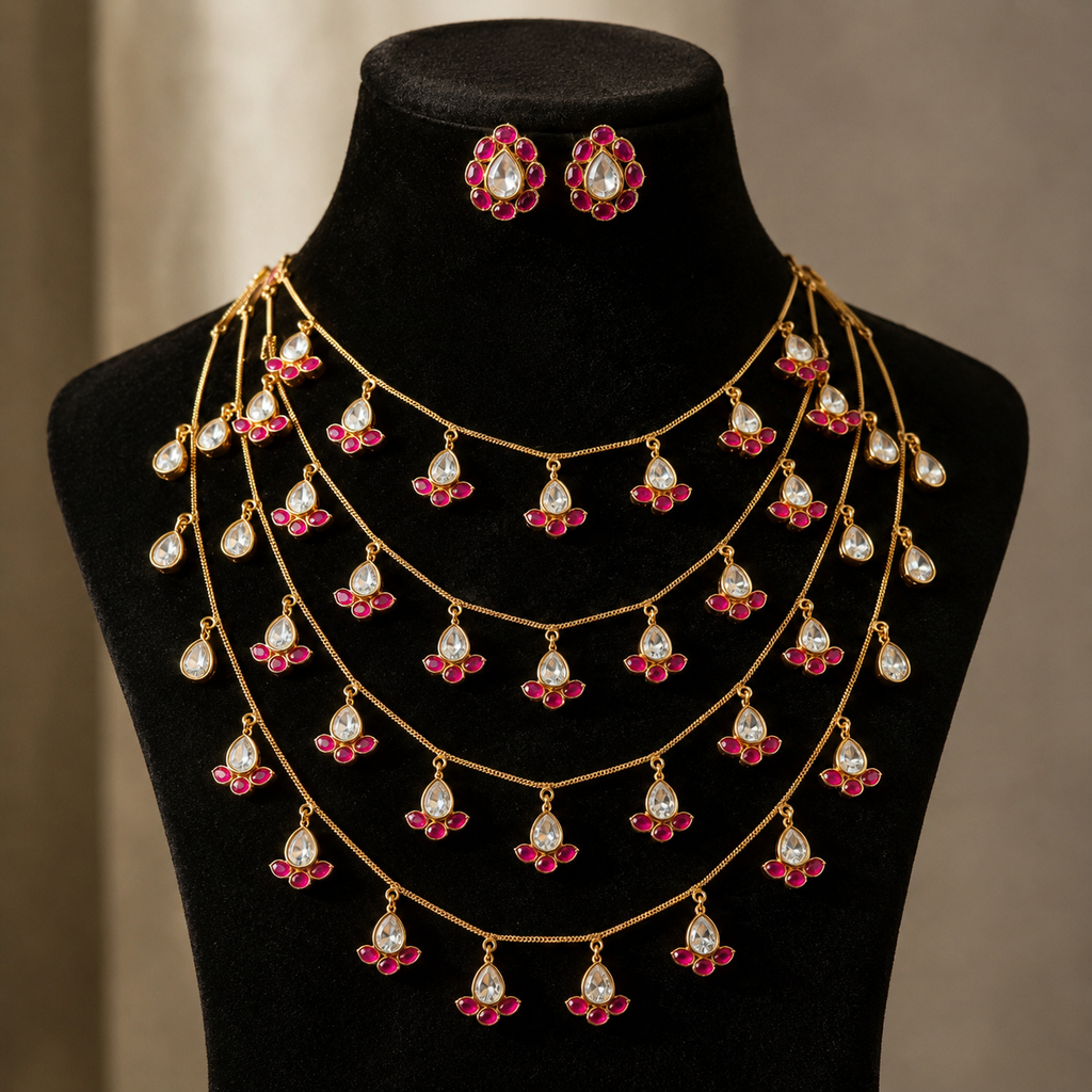 The Polki Tiered Layer Necklace Set