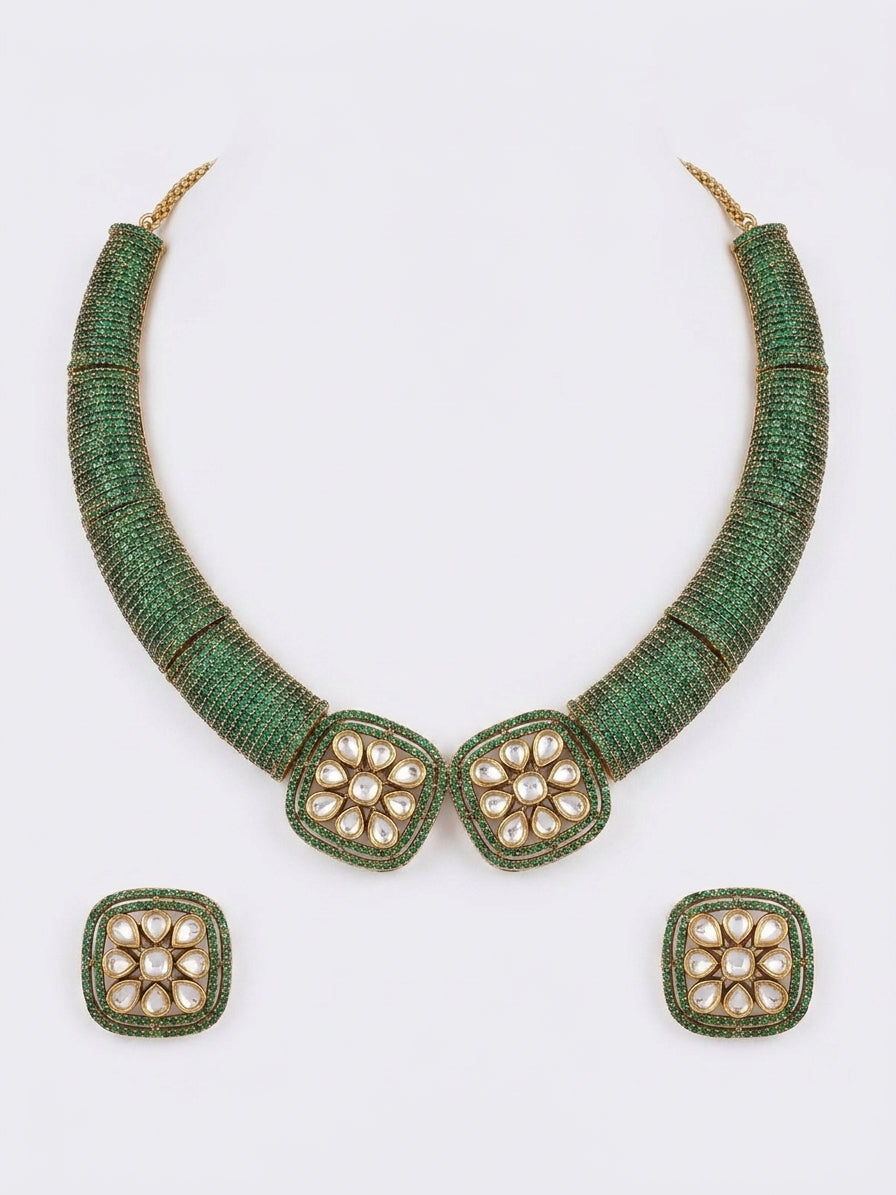 The Emerald Polki Hasli Set