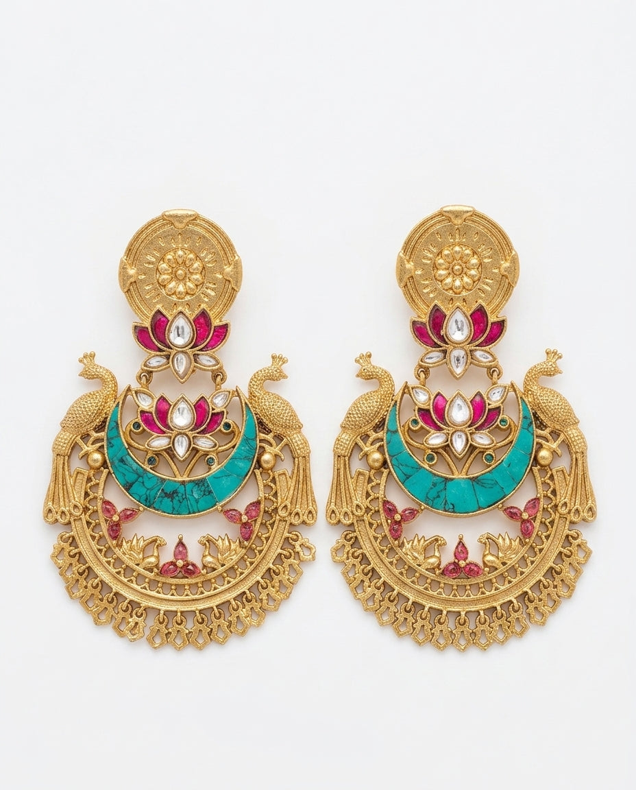 The Kundan Peacock Earrings