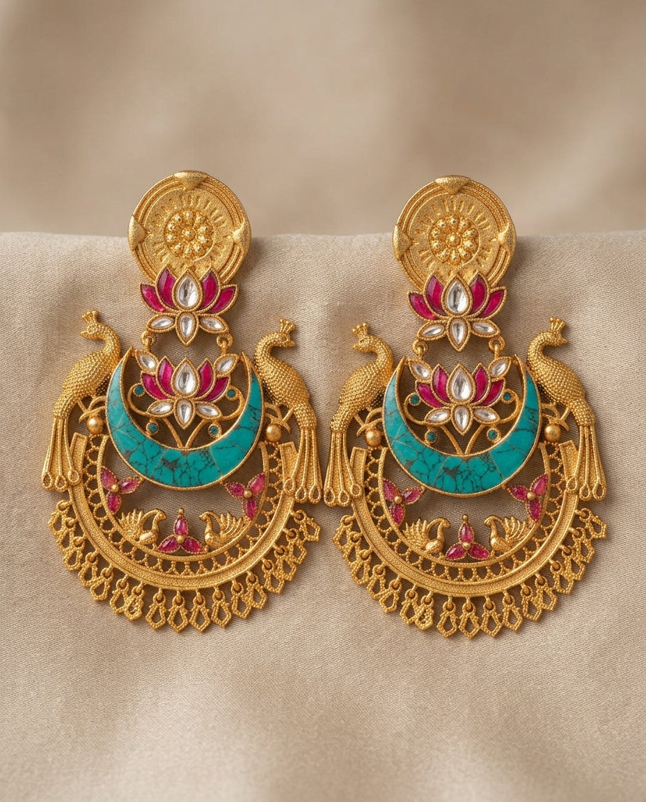 The Kundan Peacock Earrings
