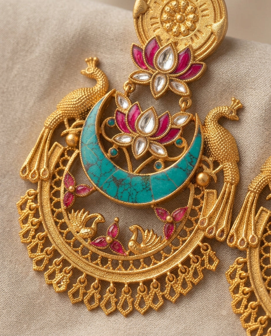 The Kundan Peacock Earrings