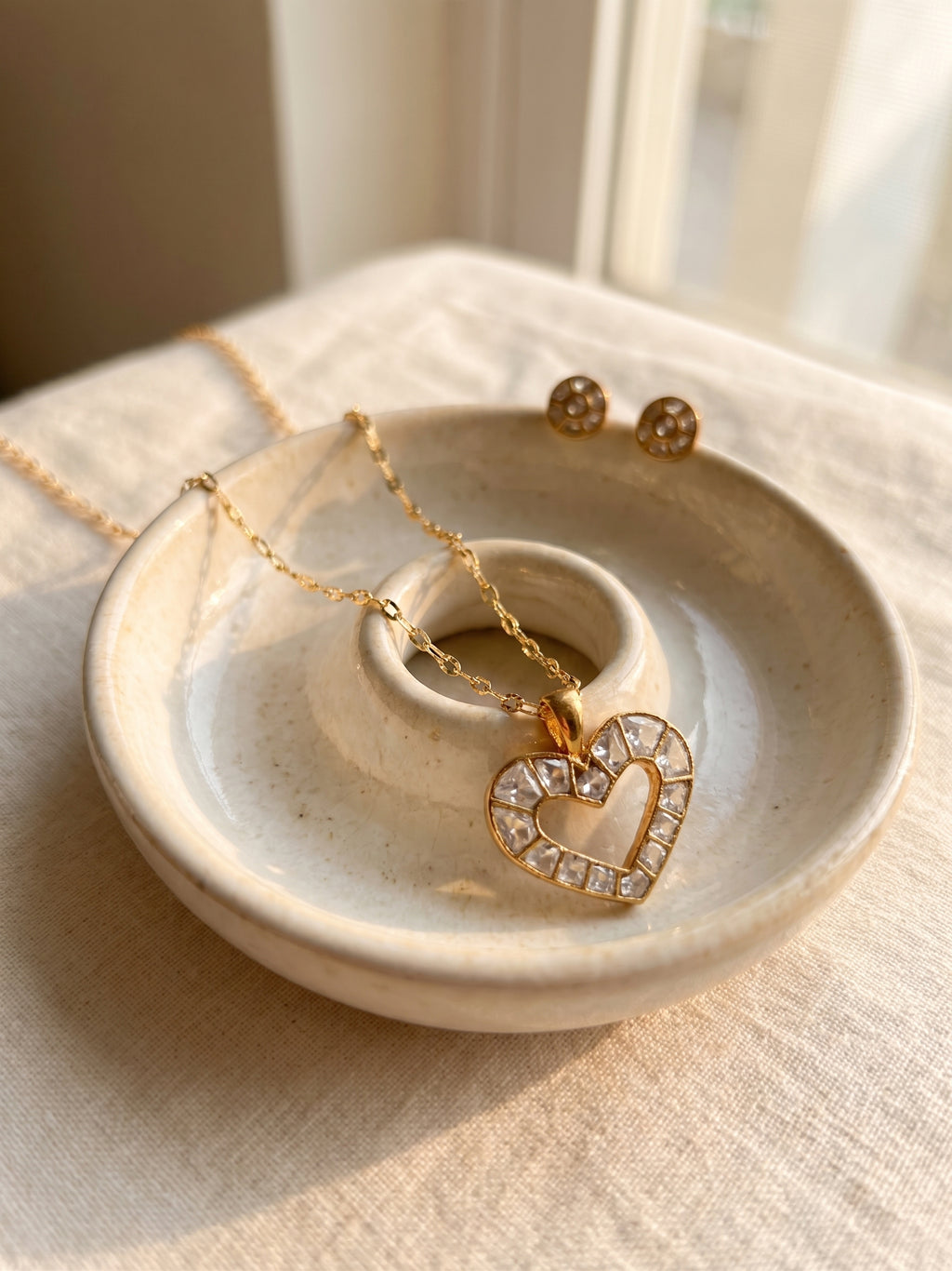The Polki Open Heart Pendant Set