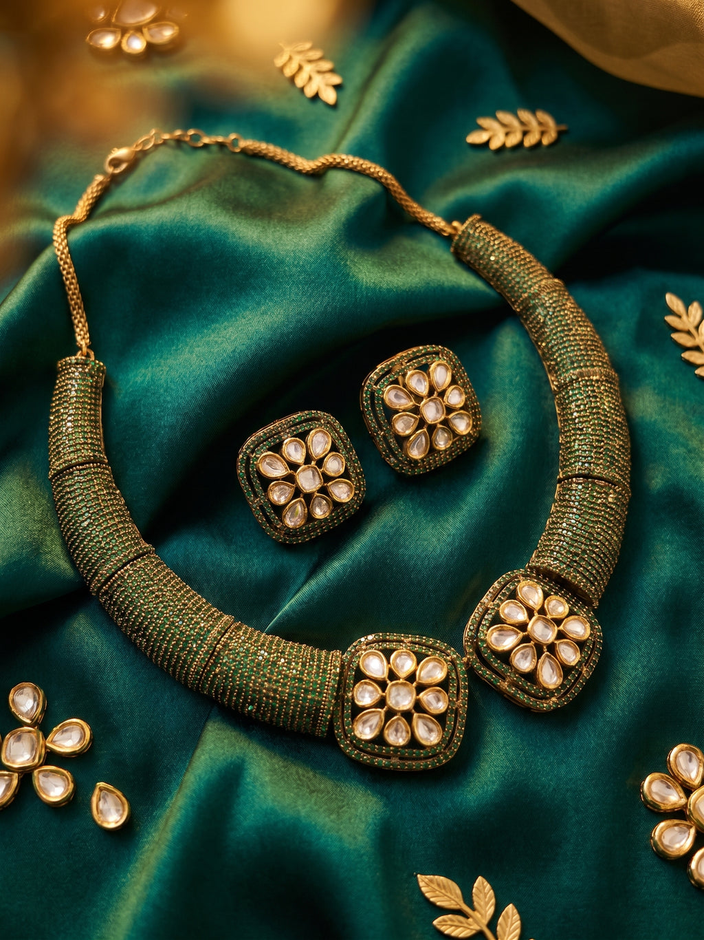 The Emerald Polki Hasli Set